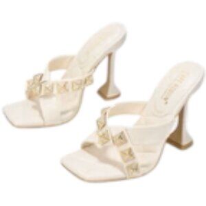 Cape Robbin Melina Off White/Bling Stiletto High Heel Sandal Women's NIB